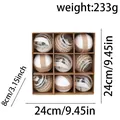9-pack white and burlap Christmas ball ornaments, set measures 24cm by 24cm total - Transparent Snow Scene White Glitter Vintage Style (F5) / 9 Pcs Pack