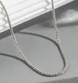 Elegant shiny silver textured chain necklace for women, stylish minimalist jewelry piece - Chain Only (Without Pendant) / Silver