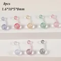 Lot de 8 piercings de nombril en acrylique pailleté avec barres courbées de 1,6 mm et billes - Style NO 12