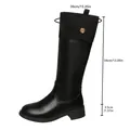 Élégantes bottes cavalières en similicuir noir avec des détails précis sur les dimensions - 35 / Noir