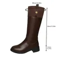 Bottes cavalières marron foncé en patchwork de cuir avec bout rond et talon de 3,5 cm - 35 / Marron