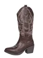 Klassische Westernstiefel mit weißer Stickerei in Dunkelbraun für Damen - 36 / Kaffeebraun