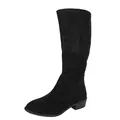 Classic women's black suede knee-high fashion boots featuring a stable chunky mid heel - 36 / Black