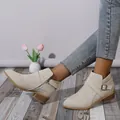 Women's pointed toe ankle boots with block heel and side zipper in beige suede - 36 / Off White