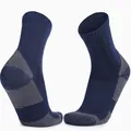 Thick navy blue merino wool hiking socks for men, thermal winter sports socks - One Size / Crew Socks / Sapphire Blue