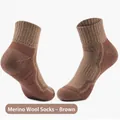 Professionelle braune Merino-Wandersocken für Herren dick gestrickte warme Sport-Wintersocken - Einheitsgröße / Knöchelhoch / Aprikose