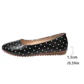 Classic black and white polka dot ballet flat shoes featuring a 1.5cm low heel detail - 35 / Black