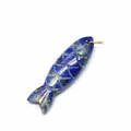 Hand-carved natural lapis lazuli fish pendant with intricate scale details and gold loop. - Pendant Only (No Chain) / Lapis Lazuli