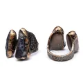 Detail view of vintage raw natural stone adjustable ring with rustic bronze finish. - Amethyst Style (Style 1) / Adjustable Open