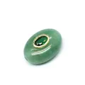 Detailed macro view of natural green amazonite stone bead with inlaid green zircon - Barrel Beads / Aventurine Jade