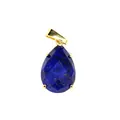 Détail d'un pendentif en lapis-lazuli à facettes en forme de goutte avec bélière dorée. - Lapis-lazuli