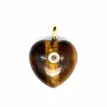 Pendentif en forme de cœur en œil de tigre avec bélière dorée et incrustation zircon - Œil de tigre