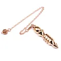 Detailed view of a four-layer rose gold metal dowsing pendulum with a delicate chain - Rose Gold