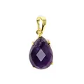 Gros plan d'un pendentif en pierre naturelle violette taillée en forme de goutte d'eau. - Améthyste