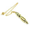 Detailed view of a golden brass dowsing pendulum with four-layer unscrewable design - Gold