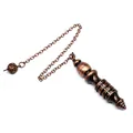 Antique brass metal dowsing pendulum featuring a four-layered design and long chain - Antique Red Copper
