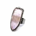 Vintage shield-shaped ring featuring a large faceted pink natural stone - Amethyst (Light)