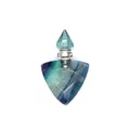 Macro view of a triangular fluorite crystal aromatherapy oil bottle pendant detail - Colorful Fluorite / Silver