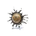 Detailansicht eines Vintage-Sonnenrings mit einem natürlichen gemusterten Stein. - Sonnenmotiv Offener Ring / Jaspis