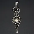 Vintage Rhombus Kristall-Anhänger Kette mit antikem Silber-Finish Detail - Weiß Kristall