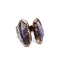 Detail of vintage raw amethyst ring with textured copper open band in medieval style. - Style 5-Bronze Amethyst Raw Stone