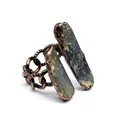 Close-up detail of a vintage medieval style copper ring featuring raw natural blue stones - Style 3-Bronze Kyanite Raw Stone