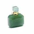 Detail of green natural stone essential oil bottle with fluorite cap and gold metal - Aventurine (Gold Finish)