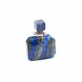 Close-up detail of natural blue lapis lazuli stone perfume bottle pendant - Lapis Lazuli (Silver Finish)