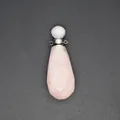 Faceted rose quartz water-drop perfume bottle pendant for essential oil diffuser - Rose Quartz-Silver