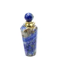 Detail of lapis lazuli natural stone perfume bottle pendant with gold-tone hardware - Lapis Lazuli / Gold