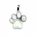 Vista detallada de un colgante de pata de perro con piedras de ópalo en plata brillante - Ópalo