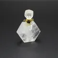 Detail showing clear hexagram-shaped natural white crystal perfume bottle pendant - Clear Quartz-Gold