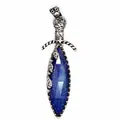 Close-up of a vintage style sword pendant with faceted deep blue lapis lazuli stone. - Lapis Lazuli