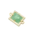 Macro view of a rectangular green stone connector with zircon halo and double loops. - Green Strawberry Quartz (aljylp1952)