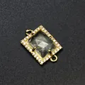 Dettaglio del connettore rettangolare per gioielli in cristallo e zirconi a doppio anello - Cristallo di Rocca (aljylp1952)