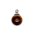 Dettaglio di un ciondolo bottiglia di olio essenziale in occhio di tigre naturale 16mm - Tappo Argentato / 16mm / Occhio di tigre