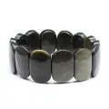 Detail view of 11x18mm polished oval golden obsidian stone bracelet beads - Hand Plate Style / 11x18mm / Gold Obsidian