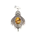 Vintage silver fox tail pendant with natural tiger eye stone detail - Tiger's Eye