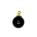 Dettaglio di un ciondolo a sfera in pietra nera da 16 mm con tappo a bottiglia dorato lucido - Tappo Dorato / 16mm / Ossidiana