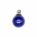 Dettaglio del ciondolo porta olio essenziale a sfera da 16 mm in lapislazzuli blu. - Tappo Argentato / 16mm / Lapislazzulo
