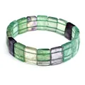 Natural rainbow fluorite gemstone bracelet with square rectangle beads for men and women - Colorful Fluorite Bracelet Style 2 (aljylb1927)