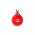 Dettaglio ciondolo bottiglia olio essenziale in pietra naturale rossa da 16 mm - Tappo Argentato / 16mm / Giada Rossa