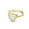 Close-up detail of a gold adjustable ring featuring a faceted heart-shaped stone - Amazonite