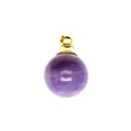 Pendente diffusore di oli essenziali in ametista viola naturale da 16mm tonda sfera - Tappo Dorato / 16mm / Ametista