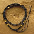 Handmade black braided necklace cord with golden thread and knot details for pendants - Handmade Woven Button Knot Style (JYLP0588) / Black