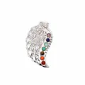 Close-up of silver angel wing pendant featuring seven chakra colored gemstones - Angel Wings Style (31)