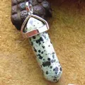 Anhänger aus natürlichem Dalmatiner-Jaspis in sechseckiger Säulenform mit Silberöse - Dalmatiner Jaspis (Nur Anhänger) / Gefleckte Farbe