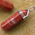 Sechseckiger roter Jaspis Säulenanhänger mit silberner Metallöse für eine Halskette - Roter Jaspis (Nur Anhänger) / Rot