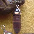 Anhänger aus natürlichem lila Amethyst in Sechseckform mit silberner Halterung - Fluorit (Nur Anhänger) / Lila
