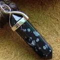 Anhänger aus natürlichem Schneeflocken-Obsidian mit sechseckigem Kristallpunkt - Schneeflockenobsidian (Nur Anhänger) / Schwarz Weiß